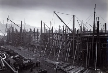 The Ice-Breaking Train Ferry Steamer SS Baikal in Frame During Construction by Sir W.G. Armstrong Mitchell and Co. Ltd., at Low Walker Shipyard, Newcastle upon Tyne, Yard No. 647, Lake Baikal